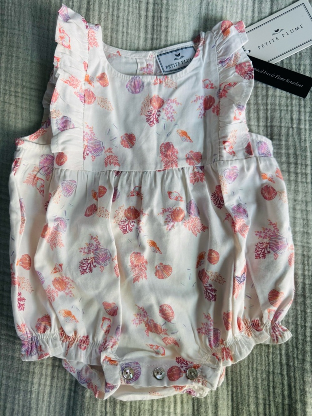 Petite Plume Pink & Peach Seashell Baby One-Piece Bodysuit